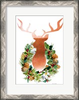 Framed Holiday Wreath with Deer