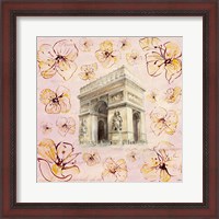 Framed 'Golden Paris On Floral II' border=