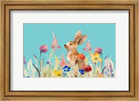 Framed Amongst the Flowers on Teal I