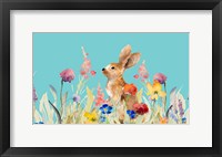 Framed Amongst the Flowers on Teal I