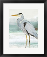 Heron on Seaglass  I Framed Print
