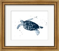 Framed Navy Ink Turtle I