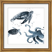 Framed Navy Ink Sea Life