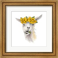 Framed 'Floral Llama I' border=