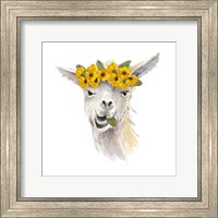 Framed Floral Llama I