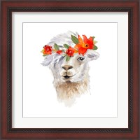 Framed 'Floral Llama II' border=