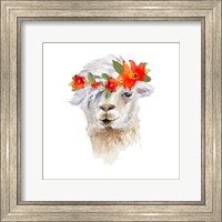 Framed 'Floral Llama II' border=