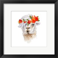 Framed 'Floral Llama II' border=