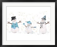Framed Blue Snowman Trio