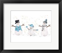 Framed Blue Snowman Trio