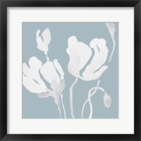 Framed 'White Tonal Magnolias I' border=