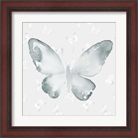 Framed 'Grey Watercolor Butterflies I' border=