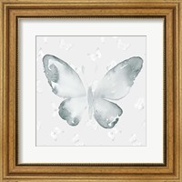 Framed 'Grey Watercolor Butterflies I' border=
