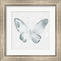 Framed Grey Watercolor Butterflies I