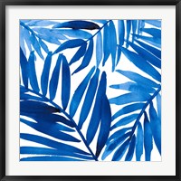Framed Blue Palm Design I