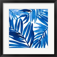 Framed Blue Palm Design I