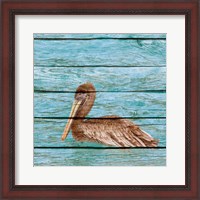 Framed 'Wood Pelican I' border=