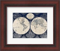 Framed Blue Map of the World