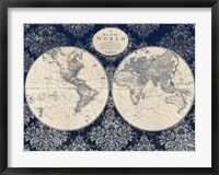 Framed Blue Map of the World