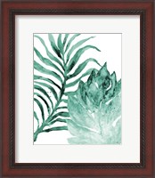 Framed Teal Fern and Leaf I