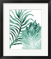 Teal Fern and Leaf I Framed Print