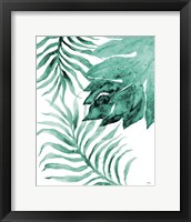 Framed Teal Fern and Leaf II