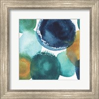 Framed Teal Watermarks Square I