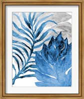 Framed Blue Fern and Leaf I
