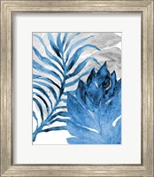 Framed 'Blue Fern and Leaf I' border=