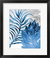 Framed 'Blue Fern and Leaf I' border=