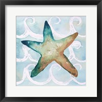 Sea Creatures on Waves I Framed Print