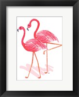 Framed Flamingo Walk Watercolor II