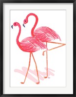 Framed Flamingo Walk Watercolor II