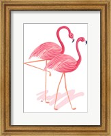 Framed Flamingo Walk Watercolor I
