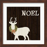 Framed 'Wooden Deer with Wreath I' border=