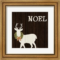 Framed Wooden Deer with Wreath I