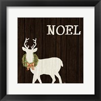 Framed 'Wooden Deer with Wreath I' border=