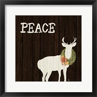 Framed 'Wooden Deer with Wreath II' border=