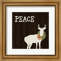 Framed Wooden Deer with Wreath II