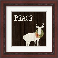 Framed Wooden Deer with Wreath II