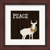 Framed 'Wooden Deer with Wreath II' border=