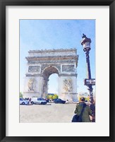 Framed Watercolor Streets of Paris I
