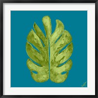 Framed Leaf On Teal I