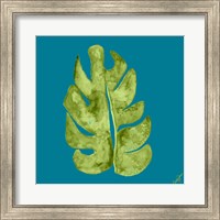 Framed Leaf On Teal II