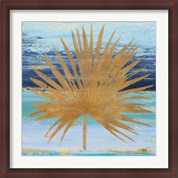 Framed Gold and Teal Leaf Palm I