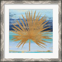 Framed 'Gold and Teal Leaf Palm I' border=