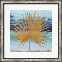 Framed 'Gold and Teal Leaf Palm I' border=