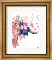 Framed Floral Water Elephant
