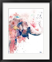 Framed Floral Water Elephant