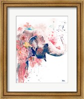 Framed Floral Water Elephant